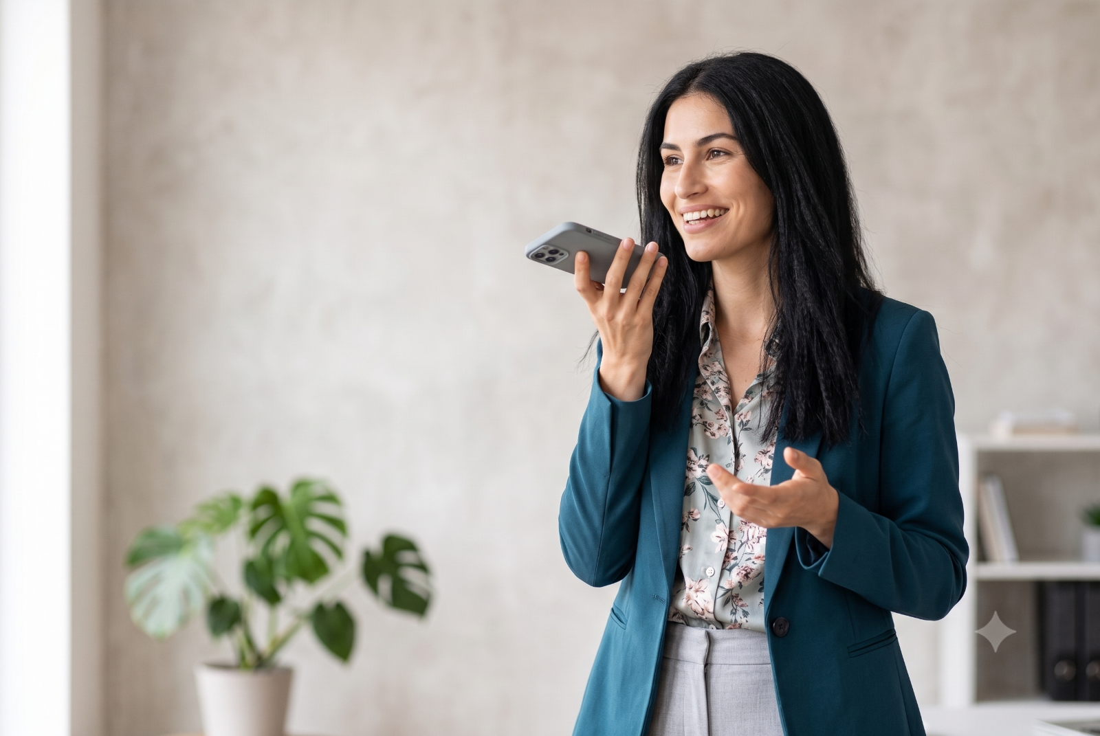 A person leaves a voice message for the AI assistant